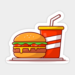 Burger And Soda Cartoon Vector Icon Illustration (3) Sticker